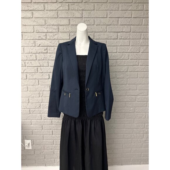 Jones New York Women Navy Long Sleeve One Button Blazer Size 10P - Picture 1 of 9